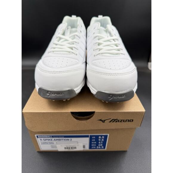 Mizuno Men's Size 8.5 9-Spike Ambition 2 Baseball Metal Cleat White - Picture 1 of 6
